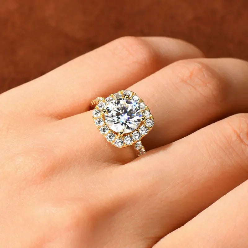 8mm 2ct Moissanite Halo Ring Certified 925 Sterling Silver - Empire P.E