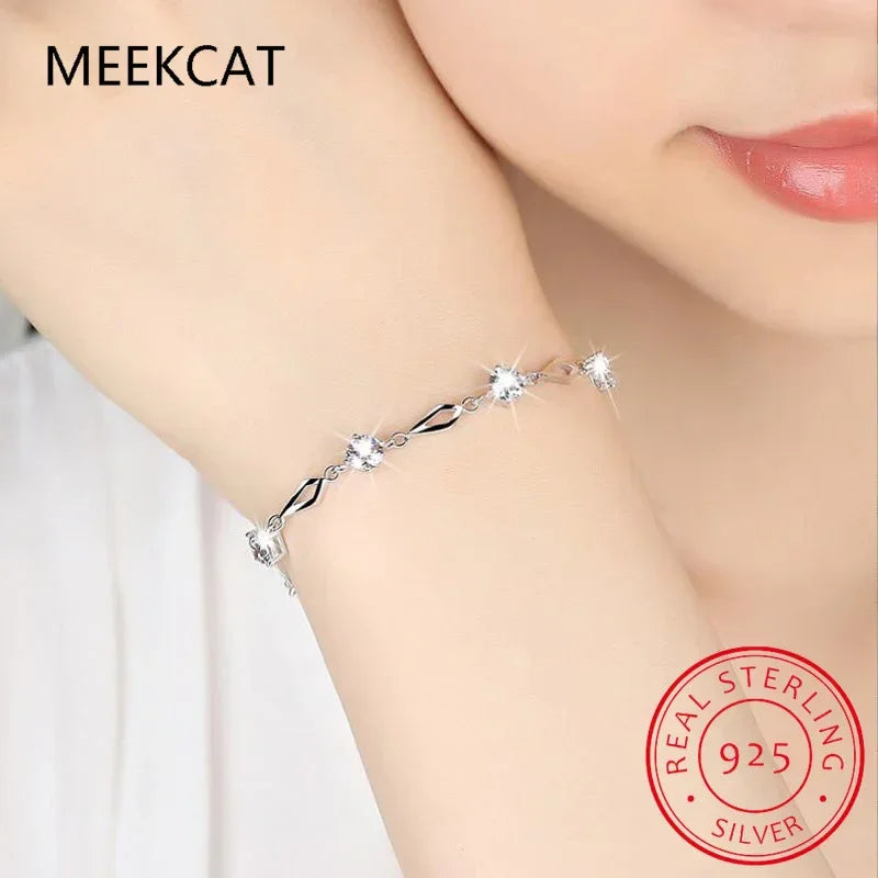 Solid 925 Sterling Silver Moissanite Tennis Bracelet for Women - Empire P.E