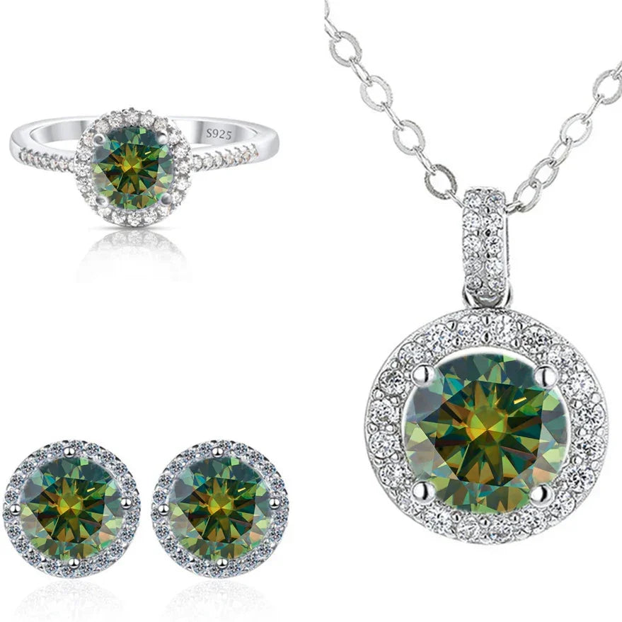Real Round 6.5mm Moissanite Jewelry Set 925 Sterling Silver - Empire P.E