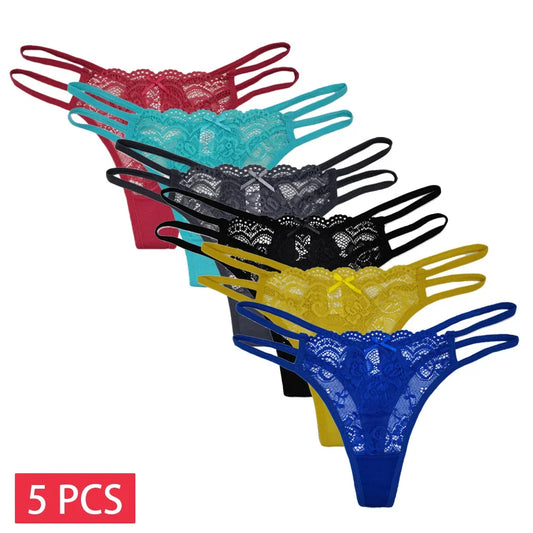 5 PCS/SET Lingerie Sexy Lace Thongs Woman Low G String - Empire P.E