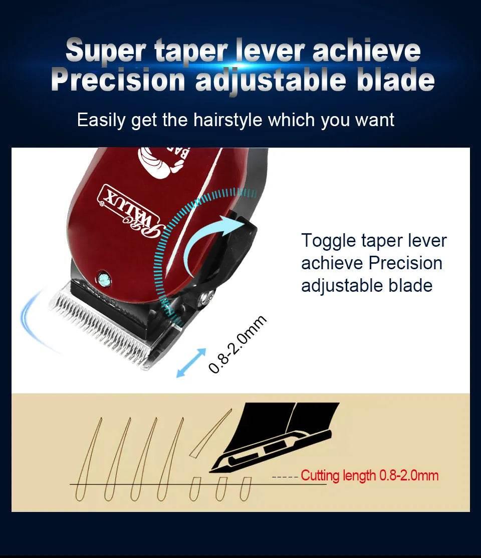 WALUX Professional AC220-240V Hair Clipper 10W Powerful Hair Trimmer Home Man Shaver 2M Cable Hair Cutting Machine 8 Guard Combs - Empire P.E