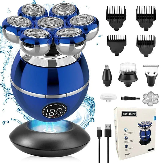 Newest 5-in-1 Electric Shaver 7D Floating Cutter Head Bald Hair Clipper Wireless Charging Men Nose Trimmer Electric Beard Razor - Empire P.E