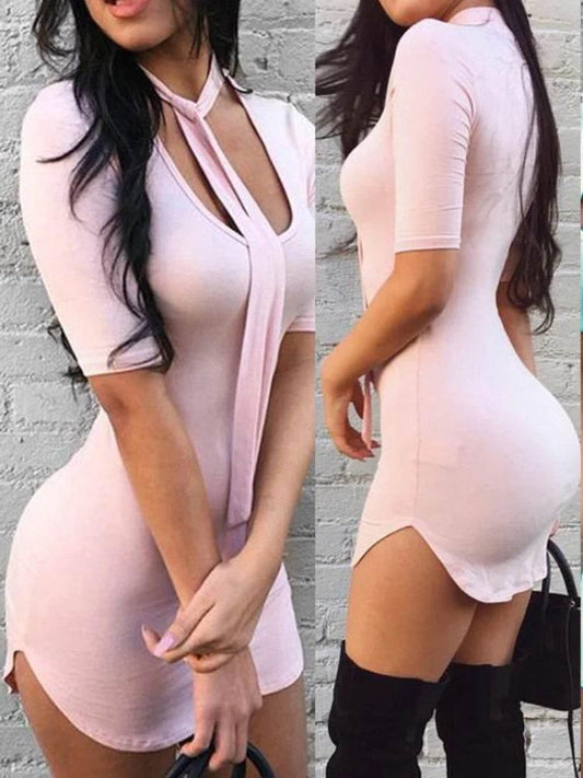 Sexy Wrap Chest U Neck Elastic Slim woman’s Dress - Empire P.E