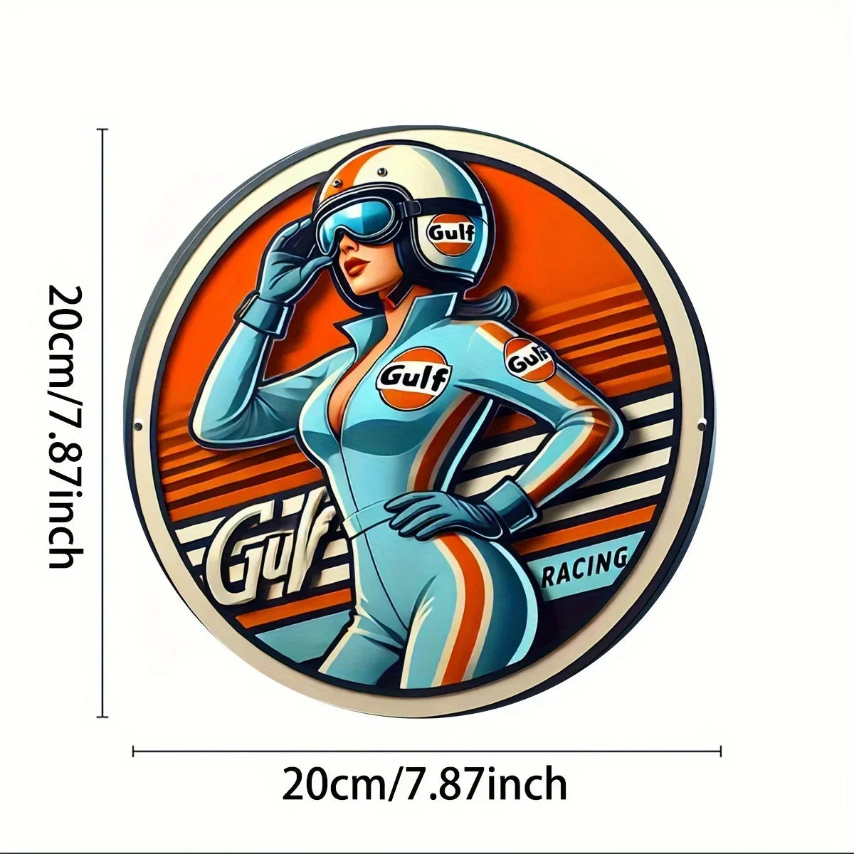 Vintage Gulf Racing Metal Wall Decor Sign | 8x8 Inch Aluminum Art Plate