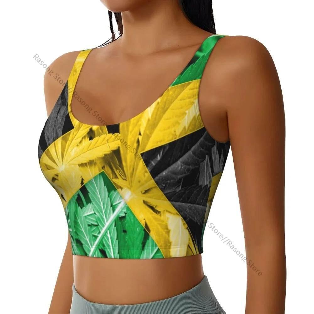 Sports Bra Women Running Yoga Clothes Vest Jamaica Kingdom Flag Gathering Fitness Vest - Empire P.E