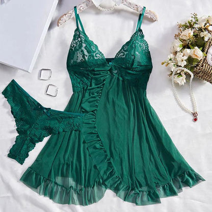 Exquisite Semi-transparent Thong Dress Set - Empire P.E