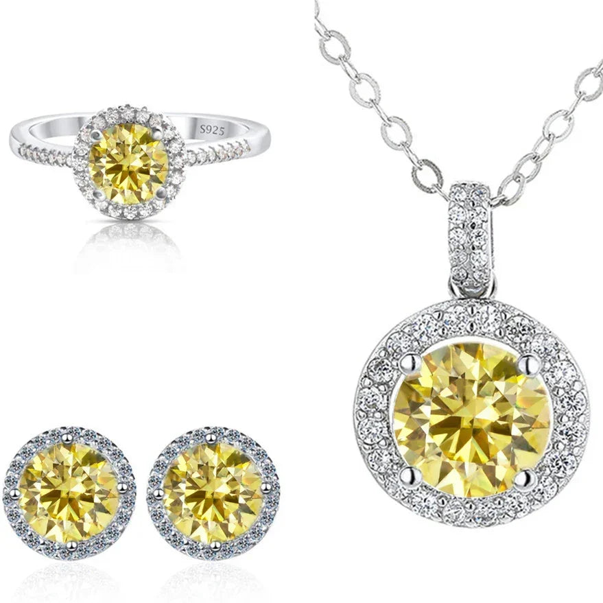 Real Round 6.5mm Moissanite Jewelry Set 925 Sterling Silver - Empire P.E