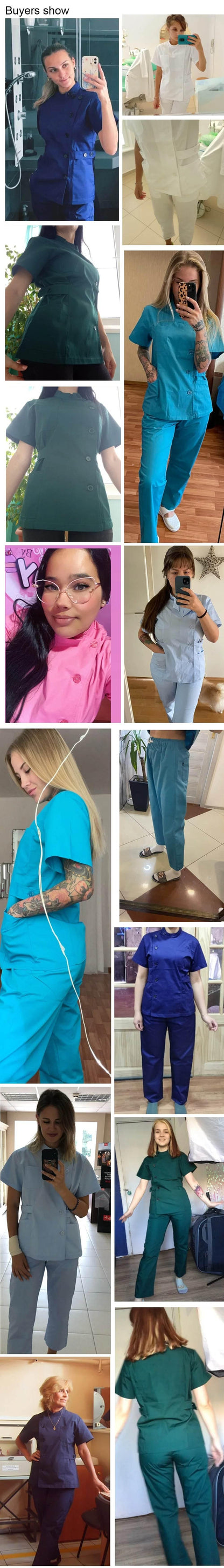 Niaahinn Health Services Scrubs Set Uniforms V-Neck Beauty Salon Work Uniform Women Sets Pet Grooming Institution Scrubs Coat - Empire P.E