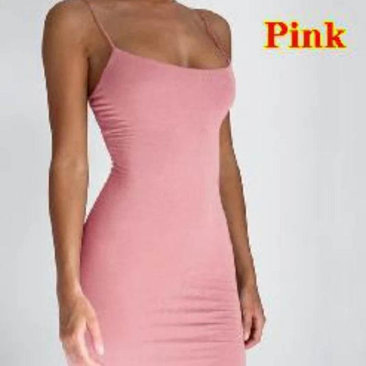 Summer Spaghetti Strap Mini Dress 2024 Women Sexy Bodycon Club Party Dresses Short Female Camisole Solid Black Sheath Sundress - Empire P.E