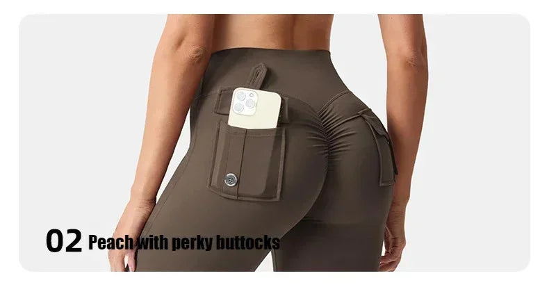 Fitness Yoga Leggings for Women Pocket Scrunched Gym Leggings High Waist Butt Liftting Tights Sexy Booty Shorts Bell-bottoms - Empire P.E