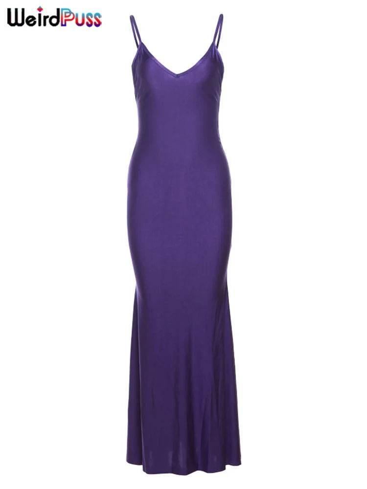 V-Neck Women Evening Long Dress, Sexy, Backless, Sleeveless - Empire P.E