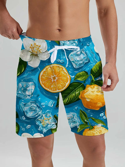 Hawaiian Men's Tropical Plant 3D Printed Swin Trunks