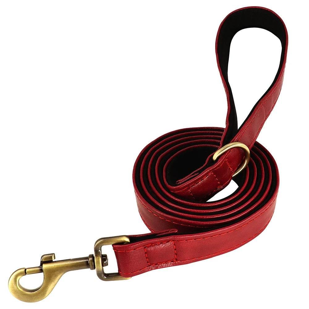 5ft Leather Dog Leash Durable Pet Walking Training Lead Leash Rope for Small Medium Large Dogs Pitbull Pug erman Shepherd - Empire P.E