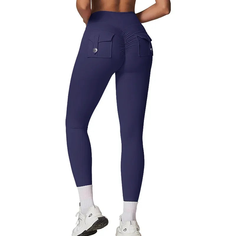 Fitness Yoga Leggings for Women Pocket Scrunched Gym Leggings High Waist Butt Liftting Tights Sexy Booty Shorts Bell-bottoms - Empire P.E