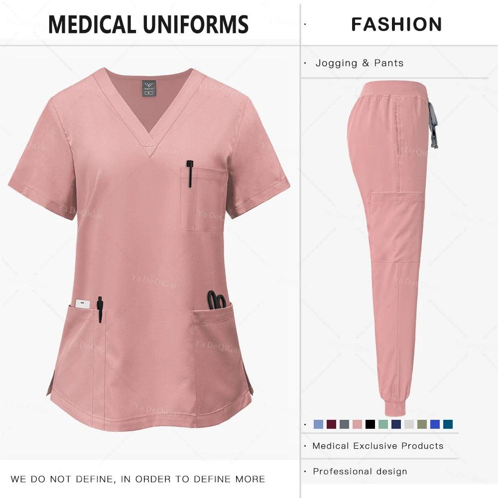 Pink Clinical Uniform Woman Pharmacy Workwear Nurse Uniform Hospital Doctor Oral Dental Surgery Uniforms Medical Scrubs Sets New - Empire P.E