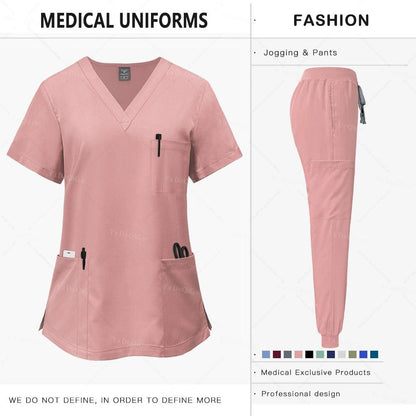 Pink Clinical Uniform Woman Pharmacy Workwear Nurse Uniform Hospital Doctor Oral Dental Surgery Uniforms Medical Scrubs Sets New - Empire P.E