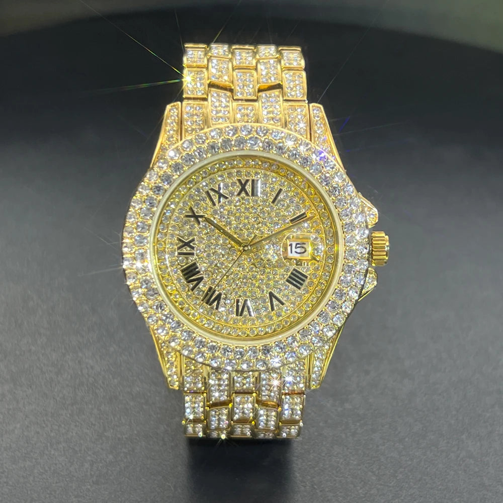Men's Luxury Gold Hip Hop Diamond Quartz Watches
