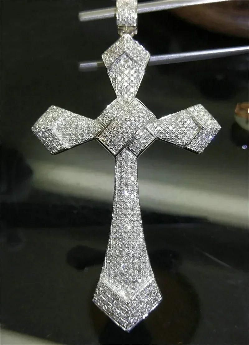 Luxury Hiphop Lab Diamond Cross Pendant 925 Sterling Silver - Empire P.E