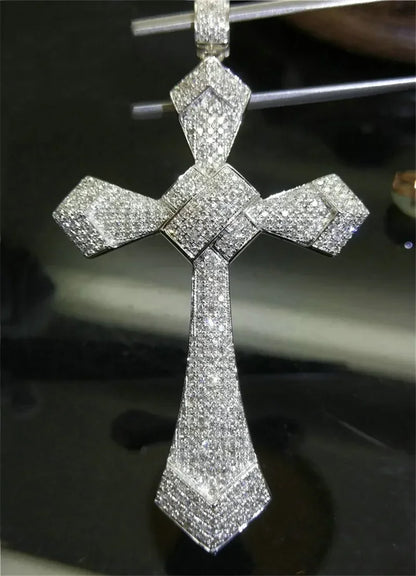 Luxury Hiphop Lab Diamond Cross Pendant 925 Sterling Silver - Empire P.E