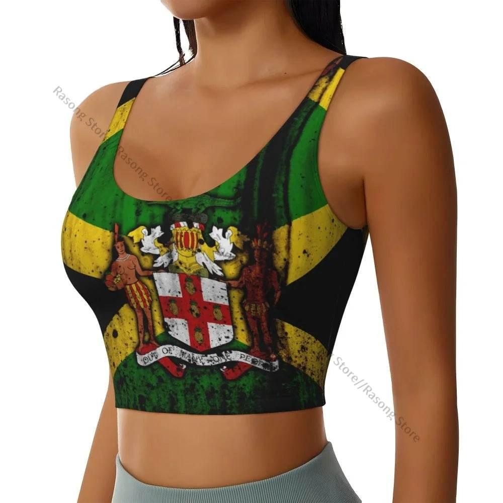 Sports Bra Women Running Yoga Clothes Vest Jamaica Kingdom Flag Gathering Fitness Vest - Empire P.E