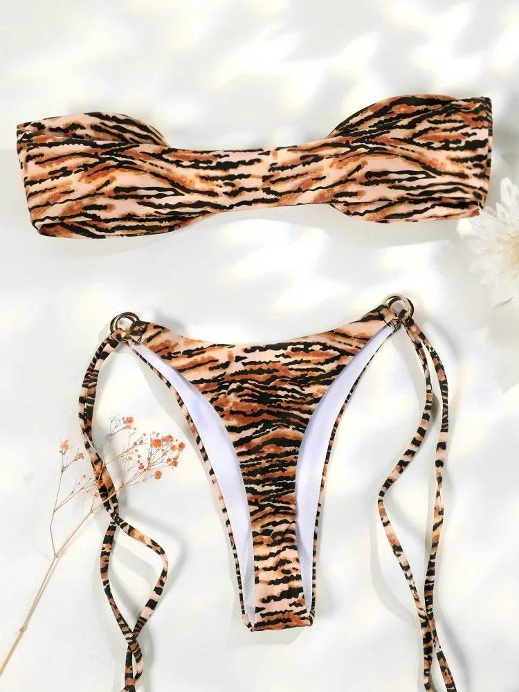 Solid Swimsuit Women Bathing Suit Bandeau Bikini 2024 Biquinis Feminino Swimwear High Waist Bikini Set Beachwear Sexy Bikinis - Empire P.E