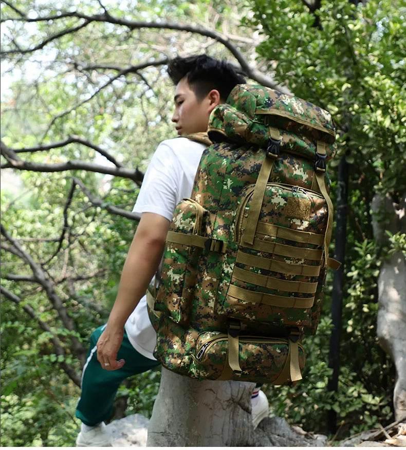 80L Waterproof Molle Camo Tactical Backpack Military Army Hiking Camping Backpack Travel Rucksack Outdoor Sports Climbing Bag - Empire P.E