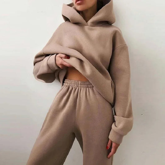 2023 Trend Casual Fashion Thickened Long-sleeved Sweater Pants Two-piece Suit