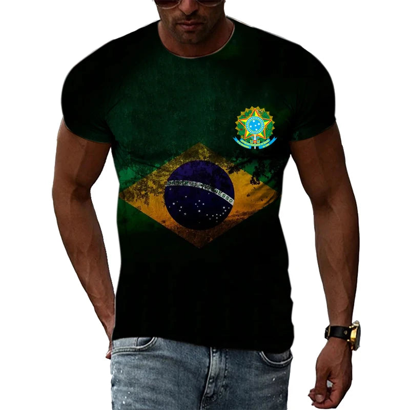 Brazilian Flag 3D Print T-shirts Summer Men Woman Short Sleeve Casual Tees Fashion Streetwear Harajuku T Shirt Kid Tops Clothing - Empire P.E