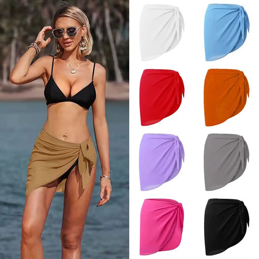 Women's Summer Beach Sarong Coverup Bikini Wrap Sheer Short Skirt