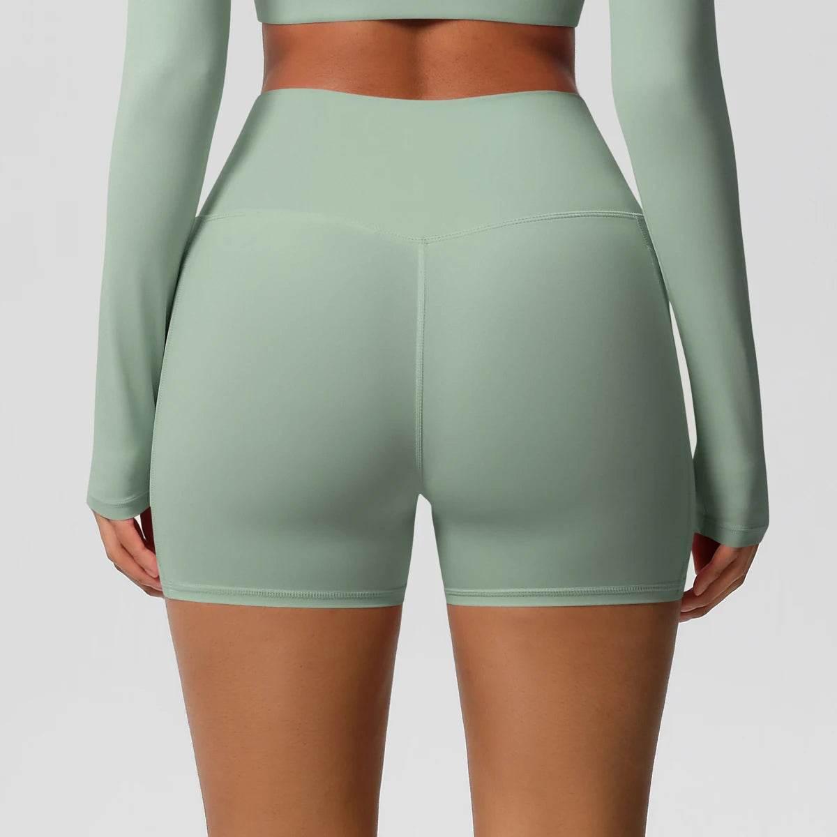 Women Sports Short With PocketedYoga Legging Shorts Squat Proof High Waist Fitness Tight Shorts Quick Drying Cycling Workout Gym - Empire P.E