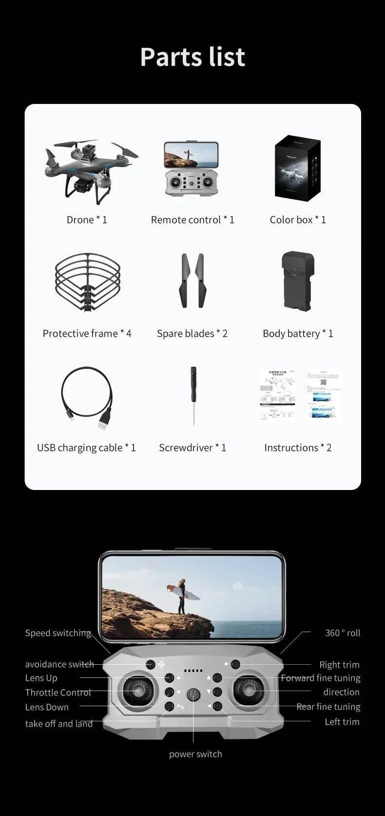 2025 KY102 Drone 8K Professional Dual Camera Brushless Quadcopter Obstacle Avoidance Optical Flow Aerial Drone RC 10000M - Empire P.E