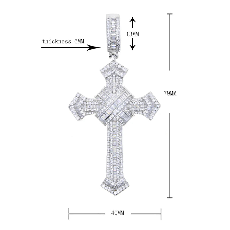 2025 New Cross Pendant Iced Out Zircon Necklace