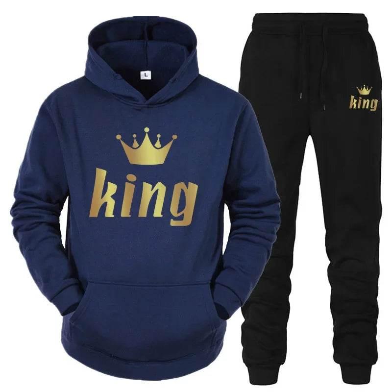 King And Queen Couple Outfit Hoodie and Jogger Pants High Quality Men Women Daily Casual Sport Jogging Suit King Queen Tracksuit - Empire P.E
