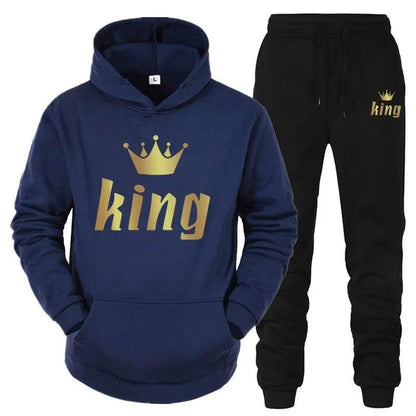 King And Queen Couple Outfit Hoodie and Jogger Pants High Quality Men Women Daily Casual Sport Jogging Suit King Queen Tracksuit - Empire P.E