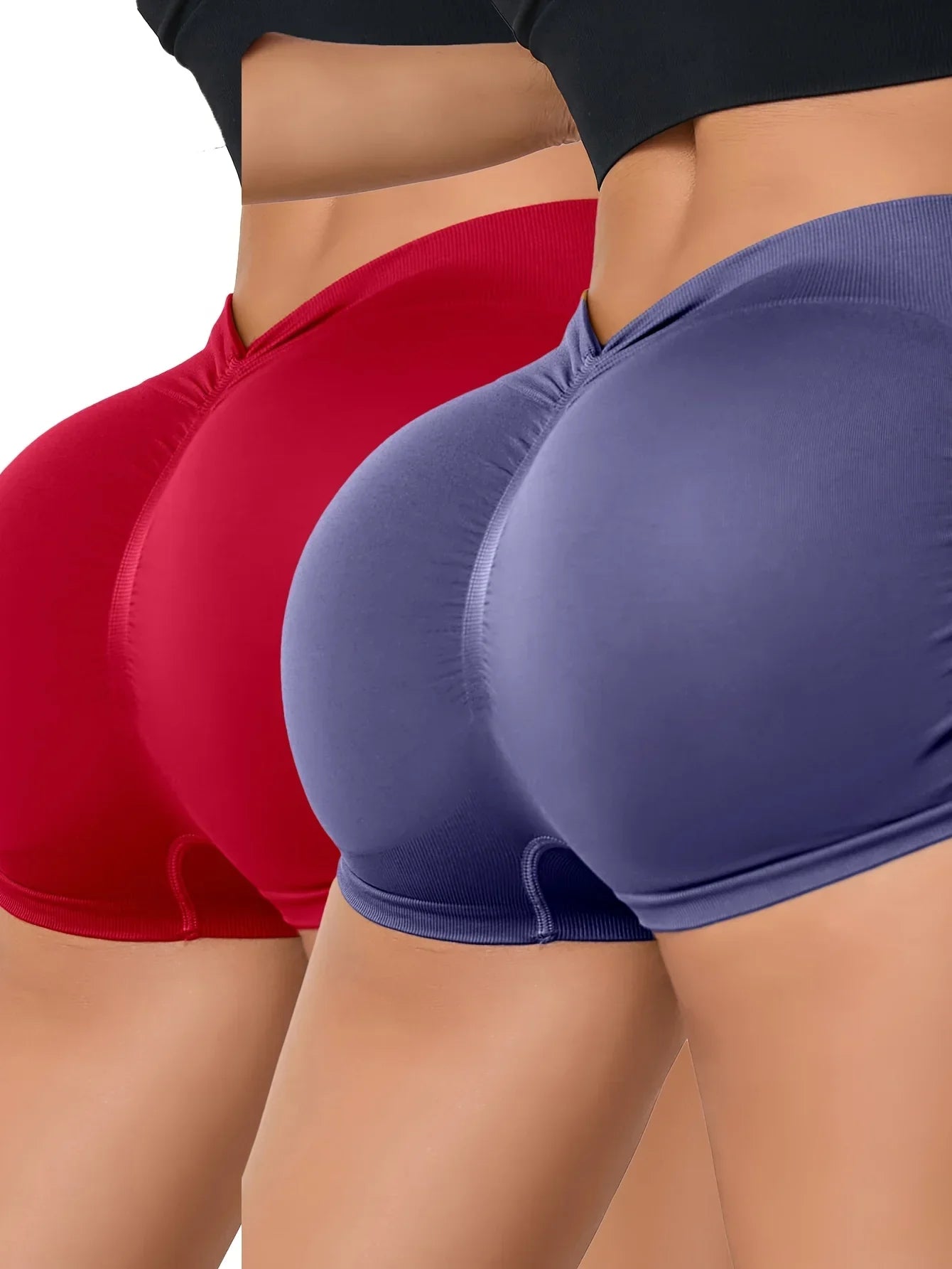 2Pcs Women High Waist Workout Shorts