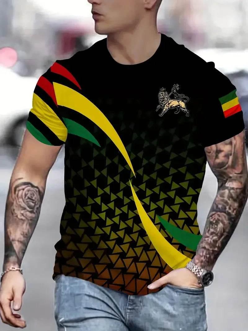 3D Print Jamaica Hummingbird Graphic T-Shirt For Men Casual Short Sleeve Crew Neck Tshirts Men's Plus Size Jamaica Flag Tshirt - Empire P.E