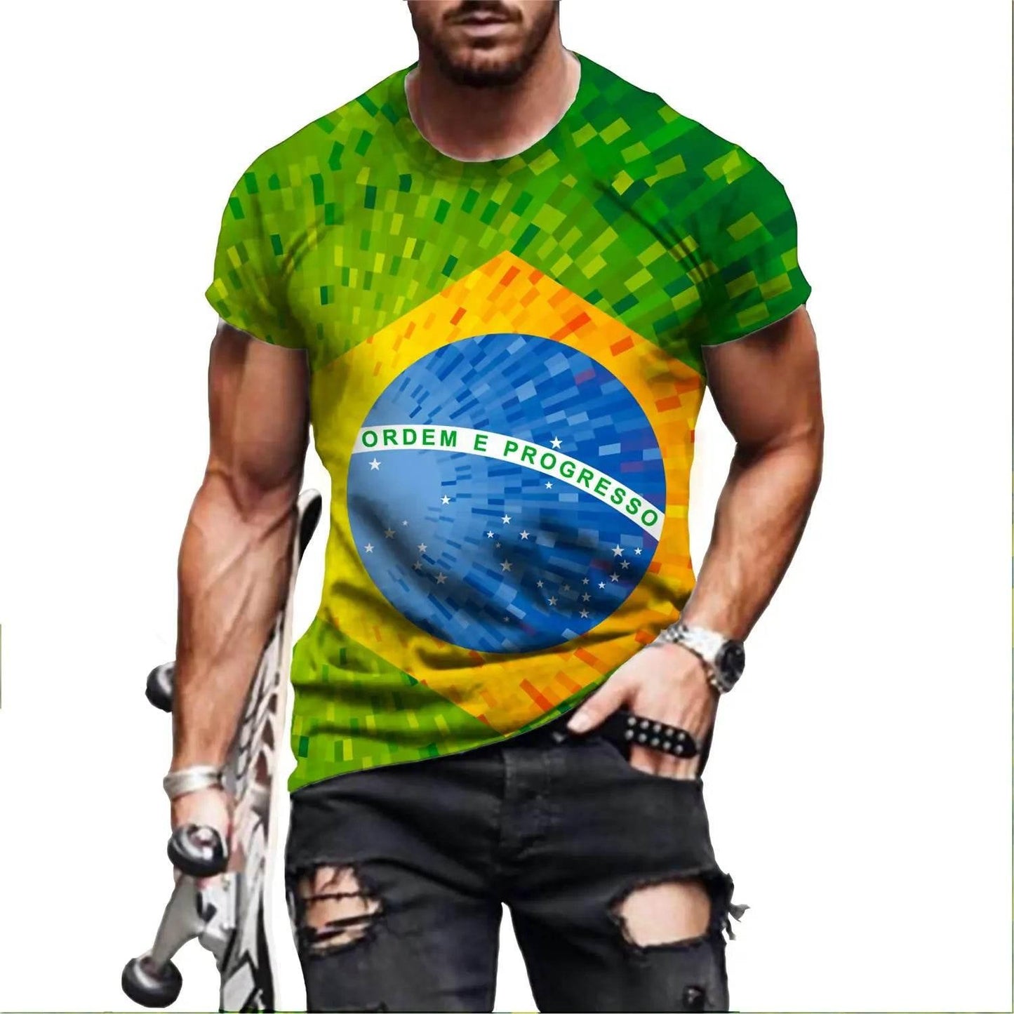 Brazil Flag Hip Hop T Shirt Men Women 3D Printed Oversized T-shirt Harajuku Style Summer Short Sleeve Tee Tops - Empire P.E