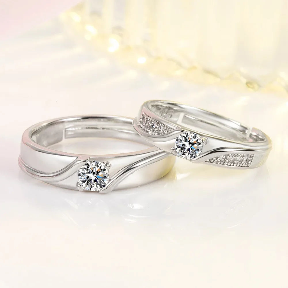 NEW 925 Sterling Silver Moissanite Diamond Couple Rings - Empire P.E