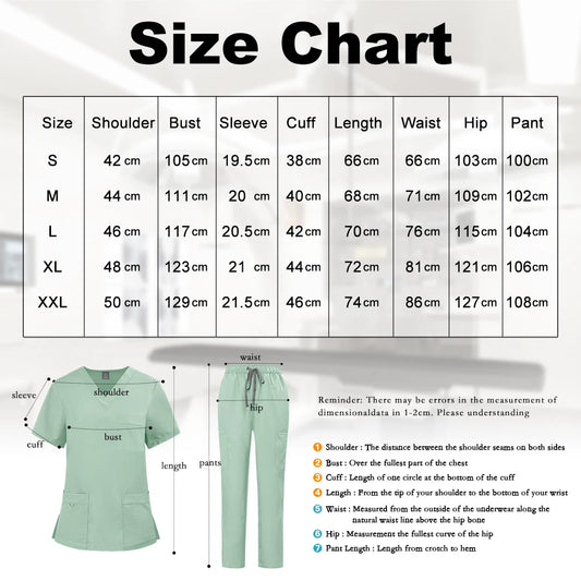 Uniform Unisex Elastic Scrubs Top Pants 2-piece Set
