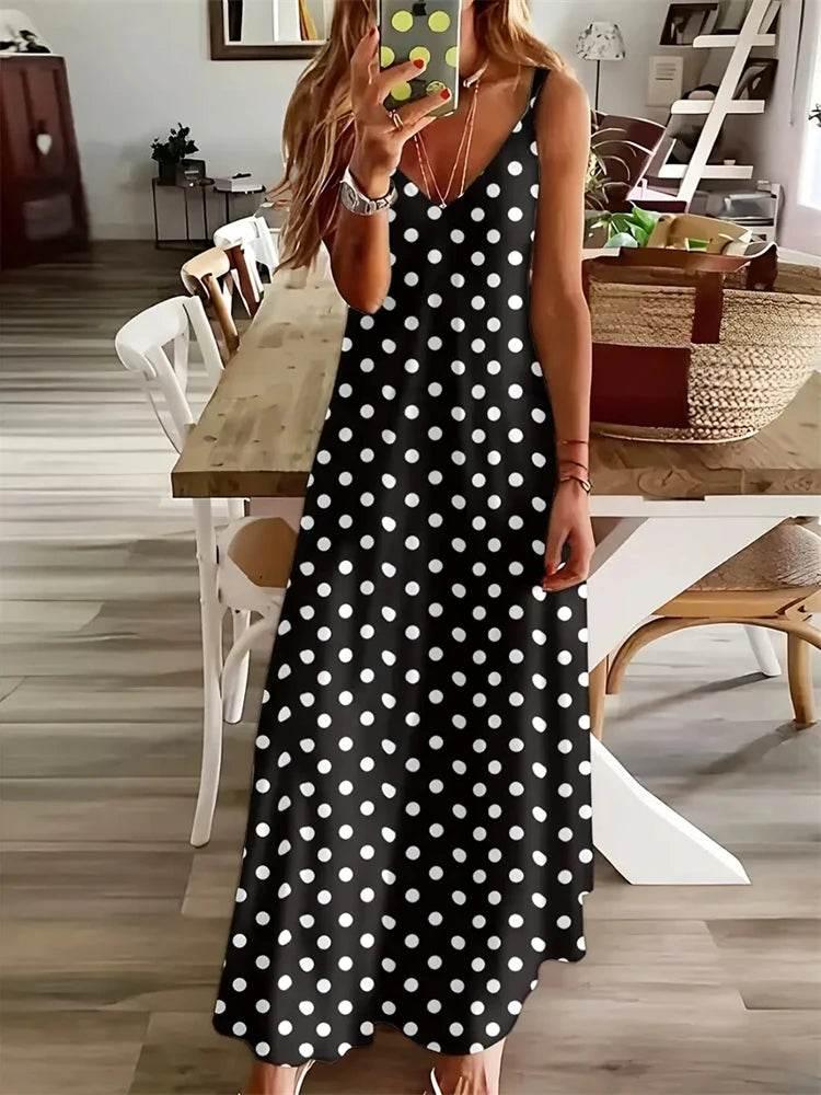 Sleeveless Vest Dress 2024 Summer V-Neck Ladies Loose Halter Dress - Empire P.E