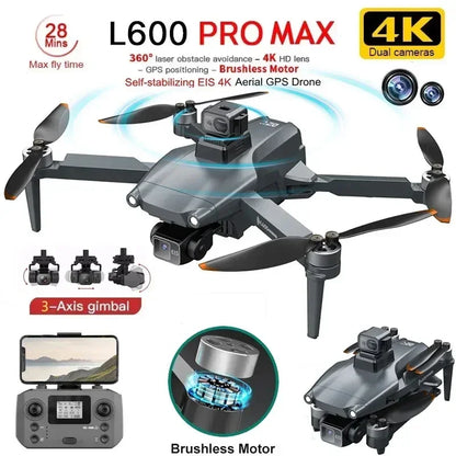 PRO MAX GPS Drone Professional 4K 3-Axis PTZ HD Dual Camera - Empire P.E