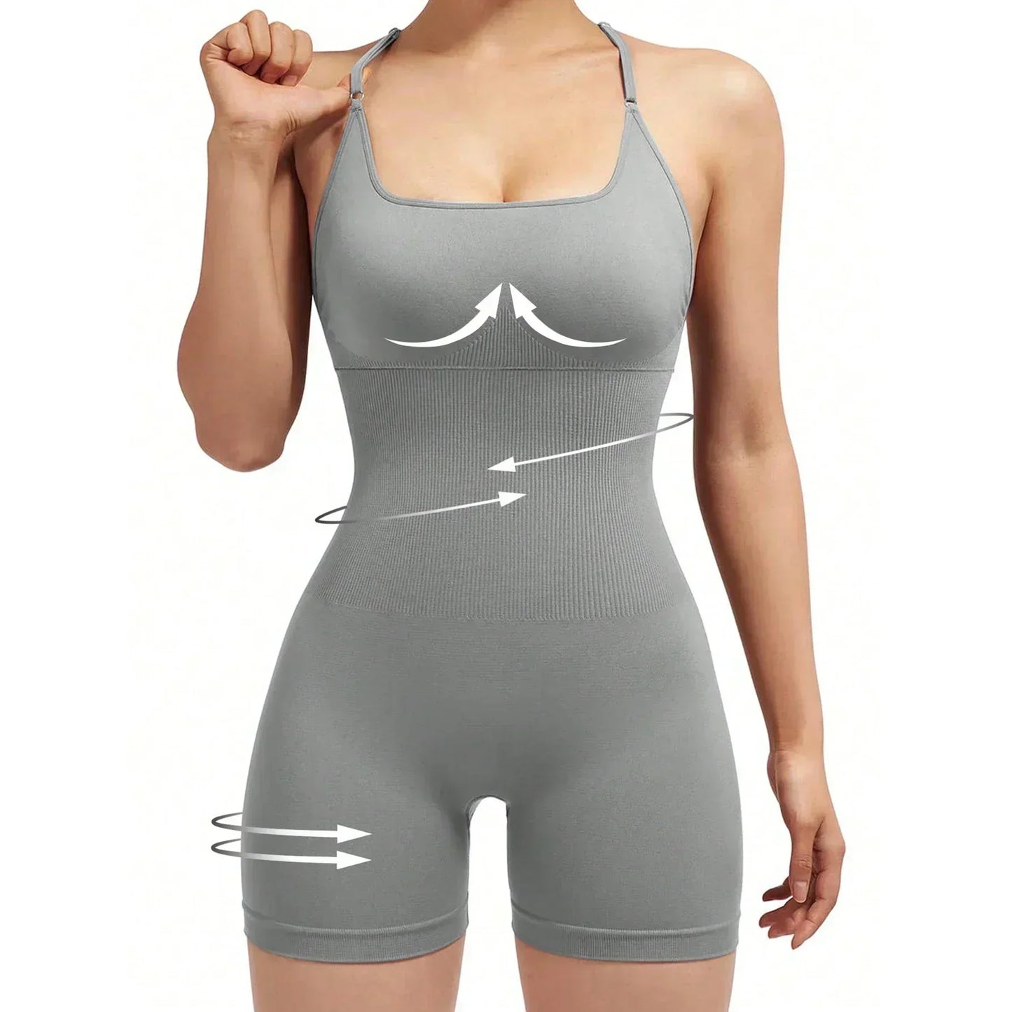 Women's Criss Cross Backless Cami Sports Romper - Empire P.E