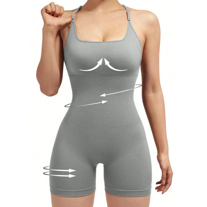 Women's Criss Cross Backless Cami Sports Romper - Empire P.E