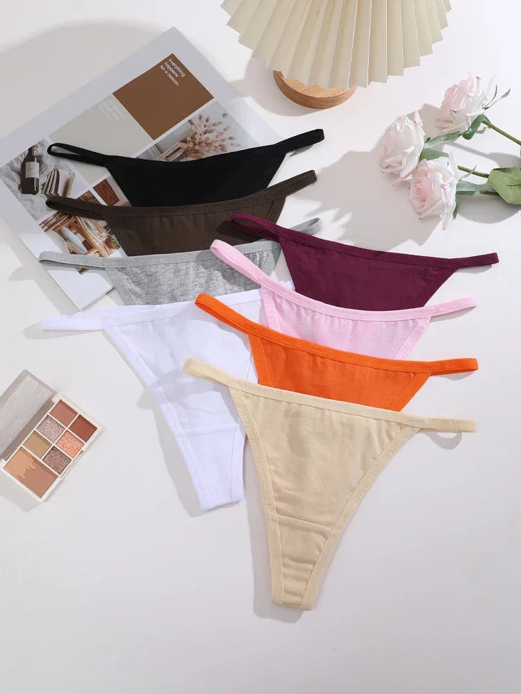 4Pcs Women's Cotton Thongs Thin Waist Underwear S-XL - Empire P.E