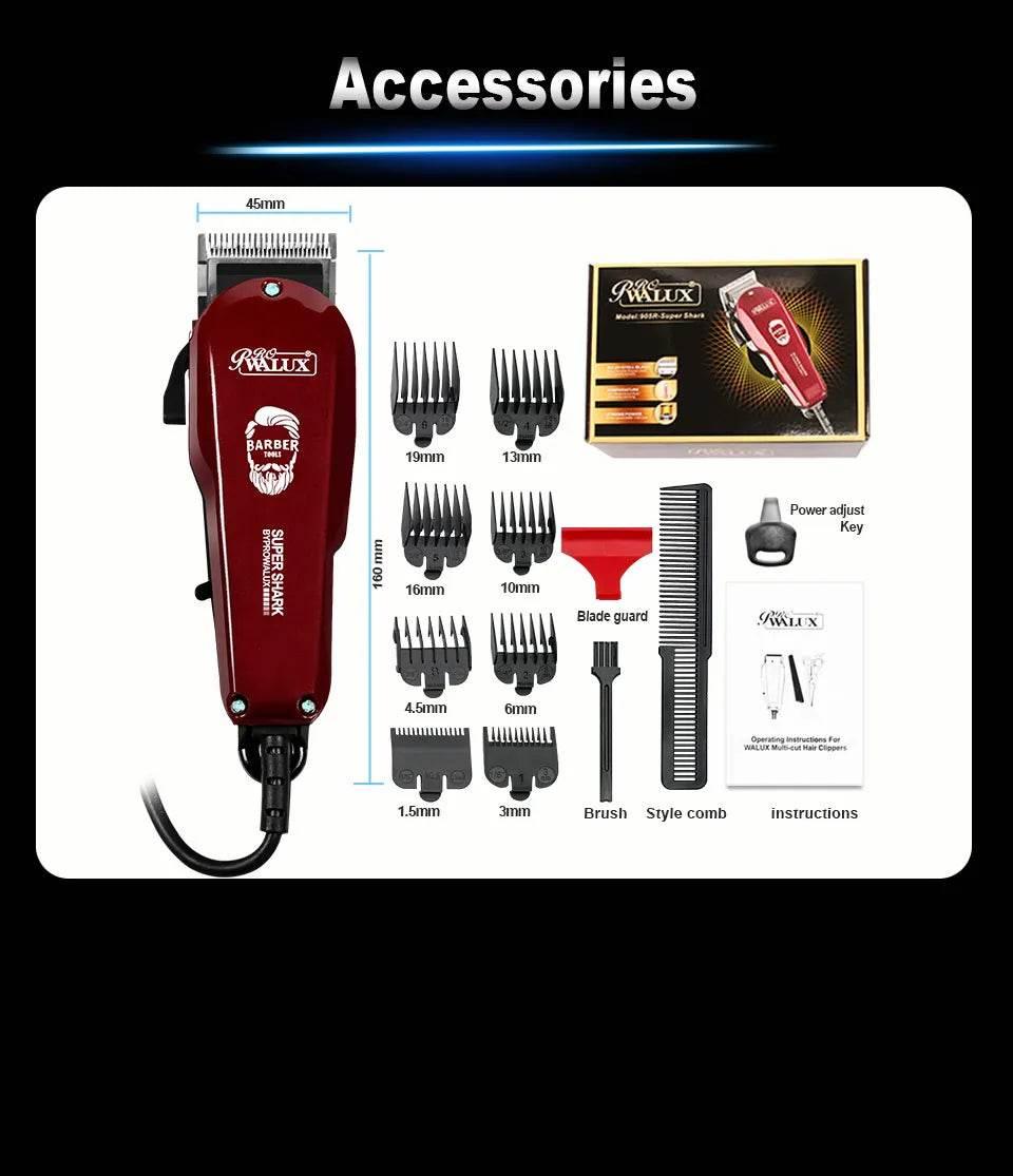 WALUX Professional AC220-240V Hair Clipper 10W Powerful Hair Trimmer Home Man Shaver 2M Cable Hair Cutting Machine 8 Guard Combs - Empire P.E