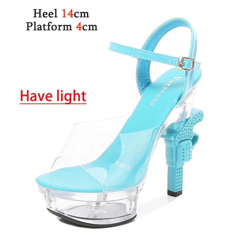 Voesnees Ultra-heeled Sandals LED Glowing Platform Women Shoes