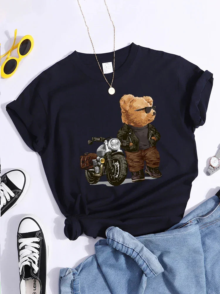 Motorcycle Teddy Bear Wearing Sunglasses Tshirt - Empire P.E
