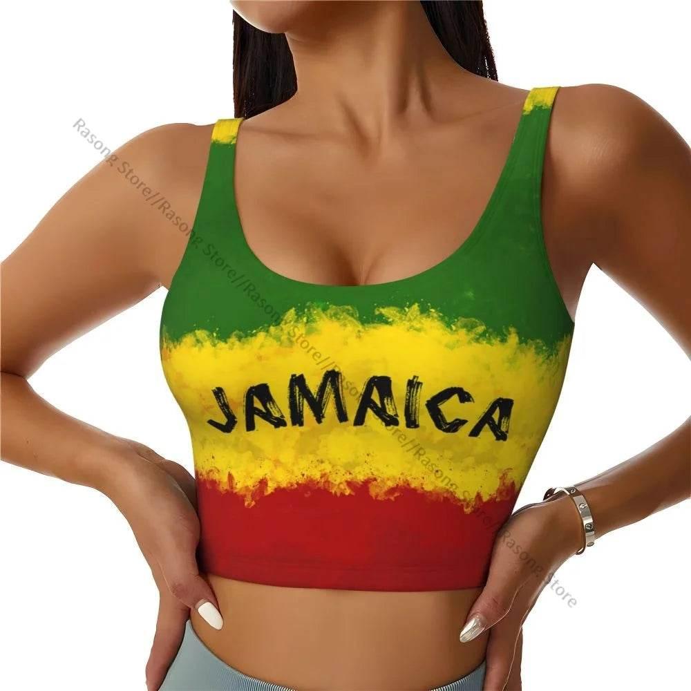 Sports Bra Women Running Yoga Clothes Vest Jamaica Kingdom Flag Gathering Fitness Vest - Empire P.E