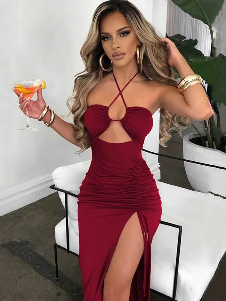 Sleeveless Sexy Female Midi Backless Dresses Slim Night Club Party Women's Dress Bodycon Vestidos Elegantes Para Mujer - Empire P.E