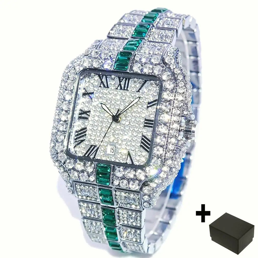Hot Fashion Full Diamond Hip Hop Iced Out Bling Watch